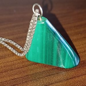 Malachite 925 Sterling Necklace + bracelet + necklace with pendant.